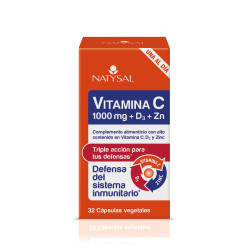 Vitamina C 1000 + D3 + Zinc 32 cápsulas. Natysal